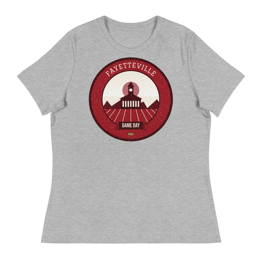 Women's Deep Red Ozark Game Day Tee in athletic heather, front
