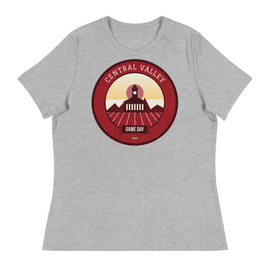 Women's Deep Red Vineyard Game Day Tee in athletic heather, front
