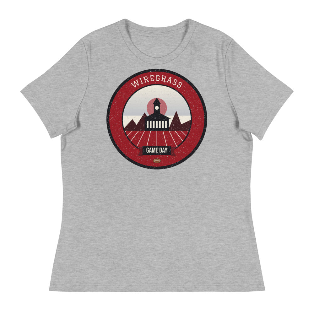 Women's Deep Red Wiregrass Game Day Tee in athletic heather, front