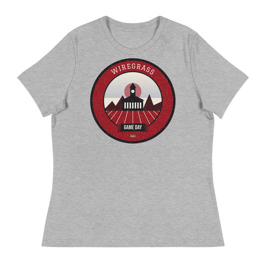 Women's Deep Red Wiregrass Game Day Tee in athletic heather, front