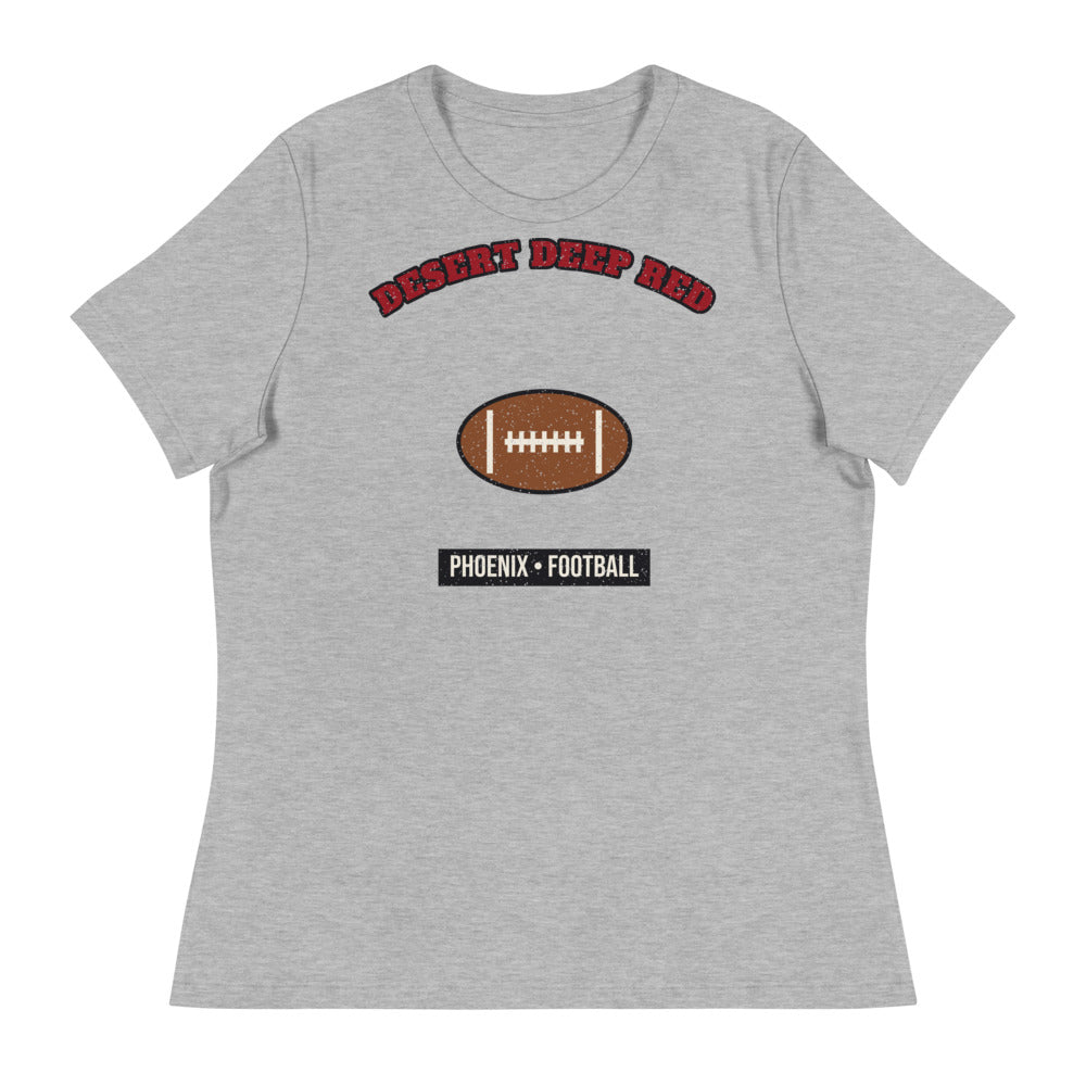 Women's Desert Deep Red Football Tee in athletic heather, front