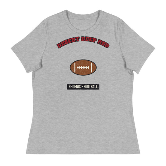 Women's Desert Deep Red Football Tee in athletic heather, front