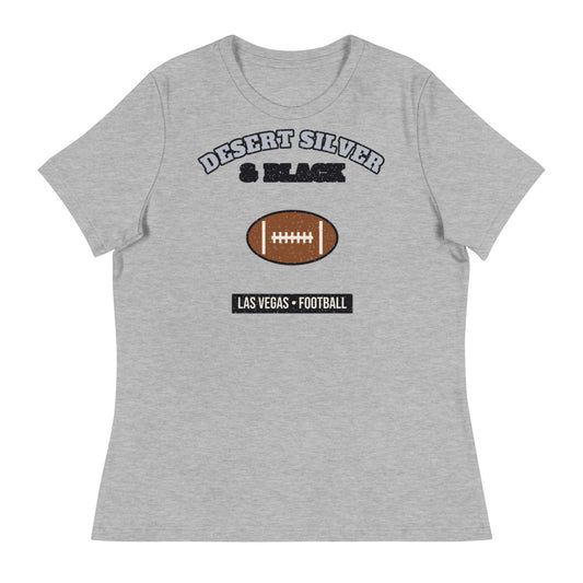 Women's Desert Silver & Black Football Tee in athletic heather, front