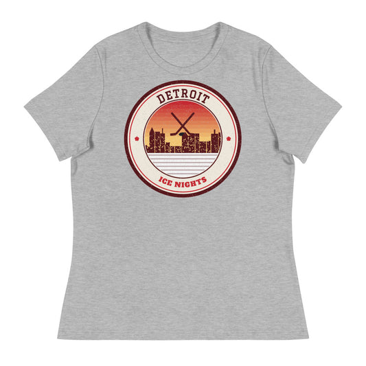 Women's Detroit Ice Nights Tee in athletic heather, front