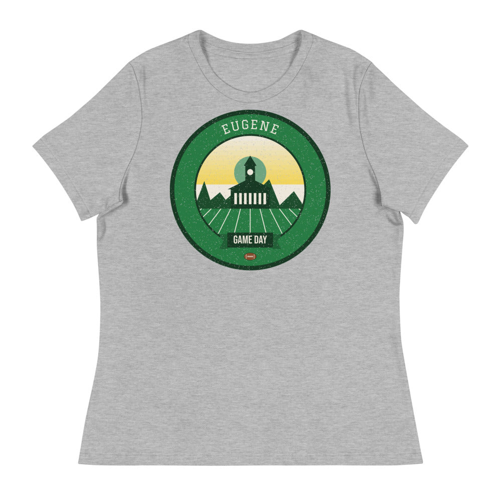 Women's Evergreen & Yellow Game Day Tee in athletic heather, front