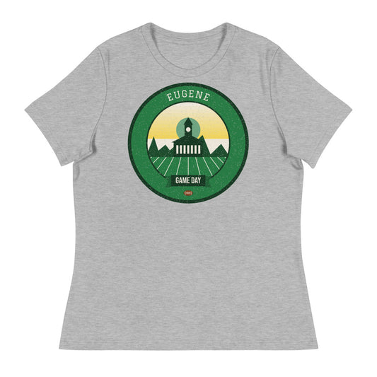 Women's Evergreen & Yellow Game Day Tee in athletic heather, front