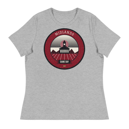 Women's Garnet & Black Palmetto Game Day Tee in athletic heather, front