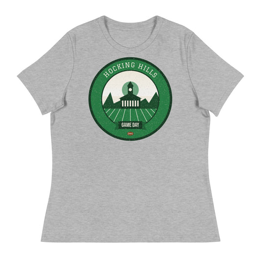 Women's Green & White Hocking Hills Game Day Tee in athletic heather, front