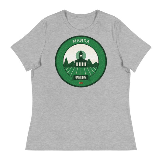 Women's Green & White Ridge Surf Game Day Tee in athletic heather, front