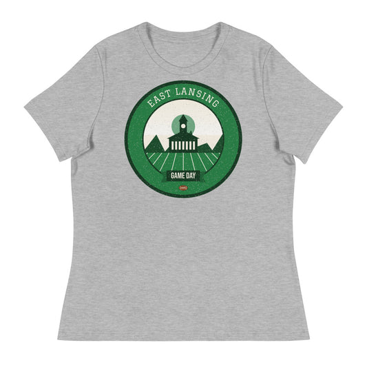 Women's Green & White Red Cedar Game Day Tee in athletic heather, front