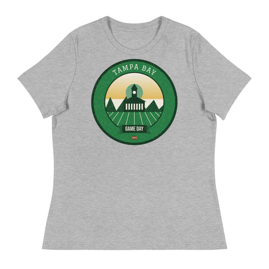 Women's Green & Gold Bay Lights Game Day Tee in athletic heather, front