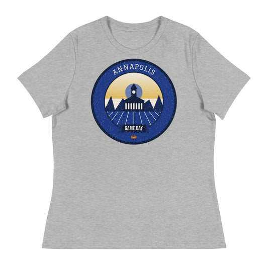 Women's Harbor Blue & Gold Game Day Tee in athletic heather, front