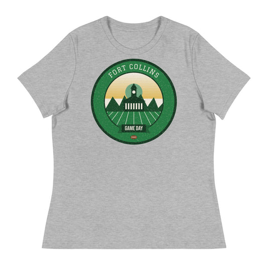 Women's Green & Gold Foothills Game Day Tee in athletic heather, front
