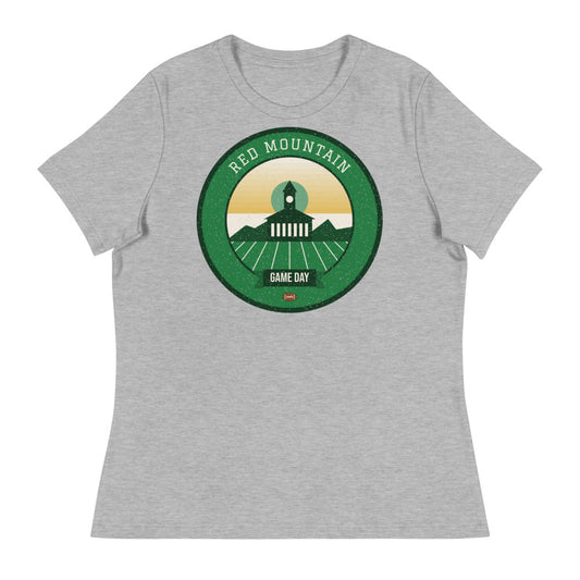 Women's Green & Gold Red Mountain Game Day Tee in athletic heather, front