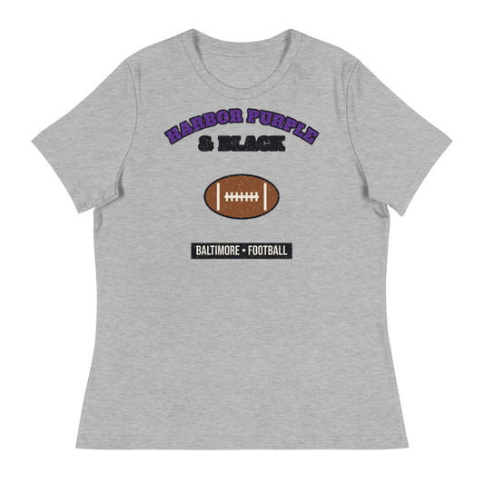 Women's Harbor Purple & Black Football Tee in athletic heather, front