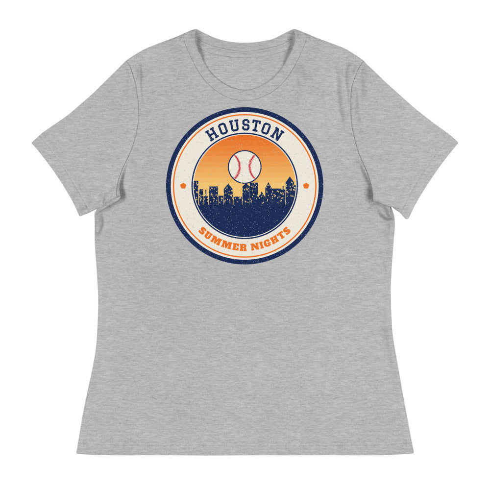 Women's Houston Summer Nights Ballpark Tee in athletic heather, front