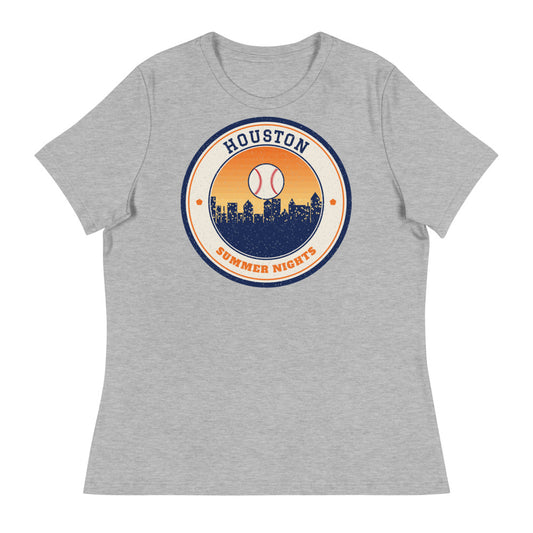 Women's Houston Summer Nights Ballpark Tee in athletic heather, front