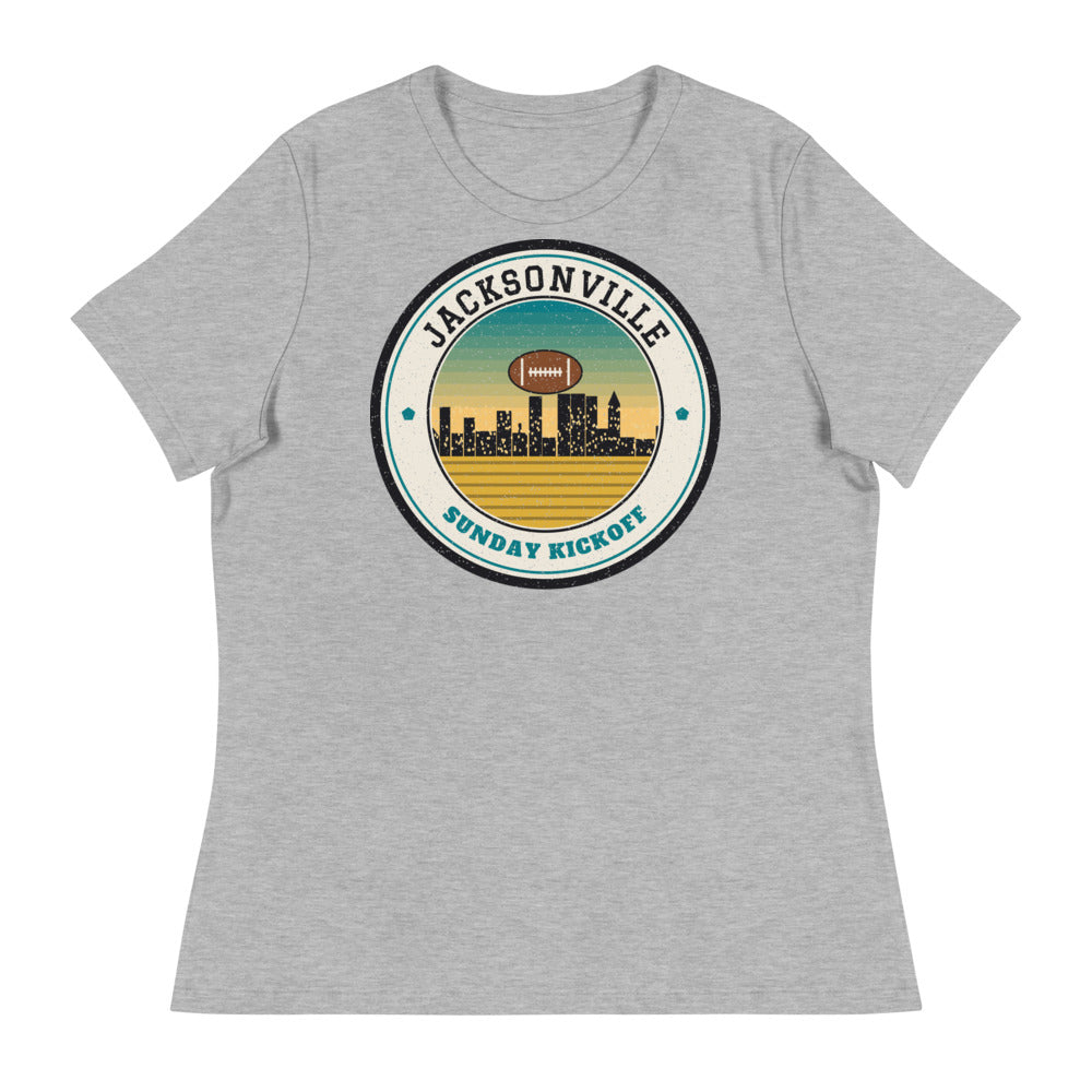 Women's Jacksonville Sunday Kickoff Tee in athletic heather, front