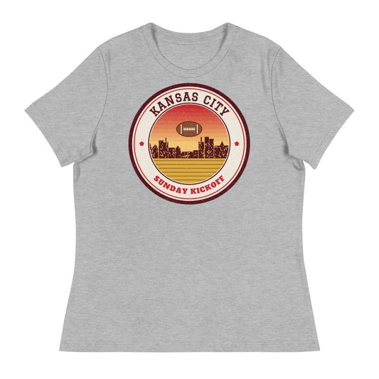 Women's Kansas City Sunday Kickoff Tee in athletic heather, front