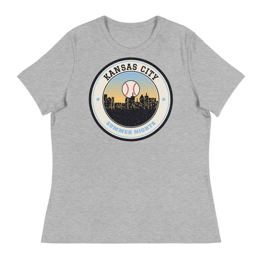 Women's Kansas City Summer Nights Ballpark Tee in athletic heather, front