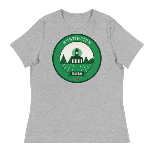 Women's Kelly Green Rail Town Game Day Tee in athletic heather, front