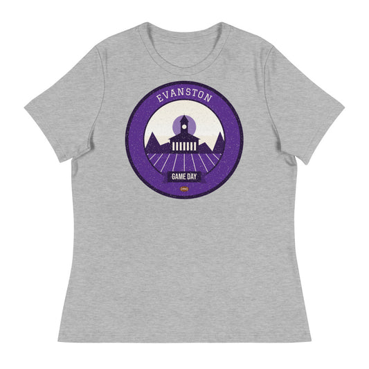 Women's Lakefront Purple Game Day Tee in athletic heather, front