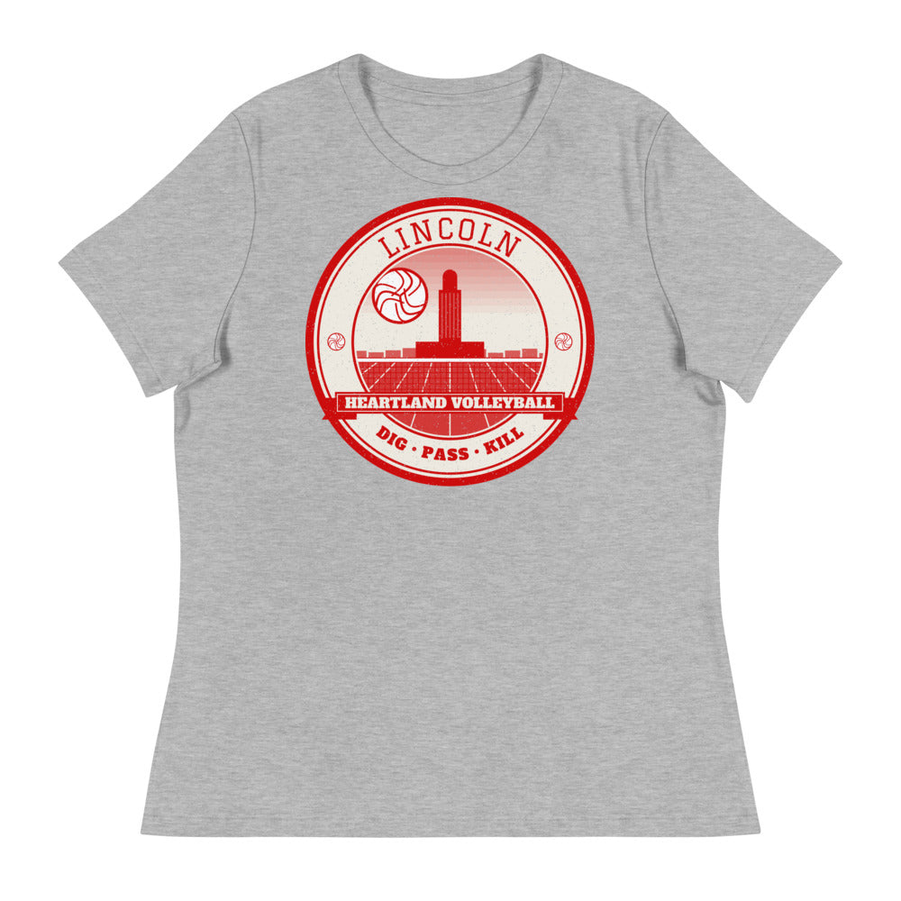 Lincoln Heartland Volleyball Women's Tee in athletic heather, front