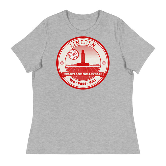 Lincoln Heartland Volleyball Women's Tee in athletic heather, front