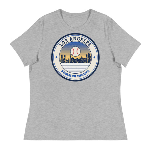 Women's Los Angeles Summer Nights Ballpark Tee in athletic heather, front