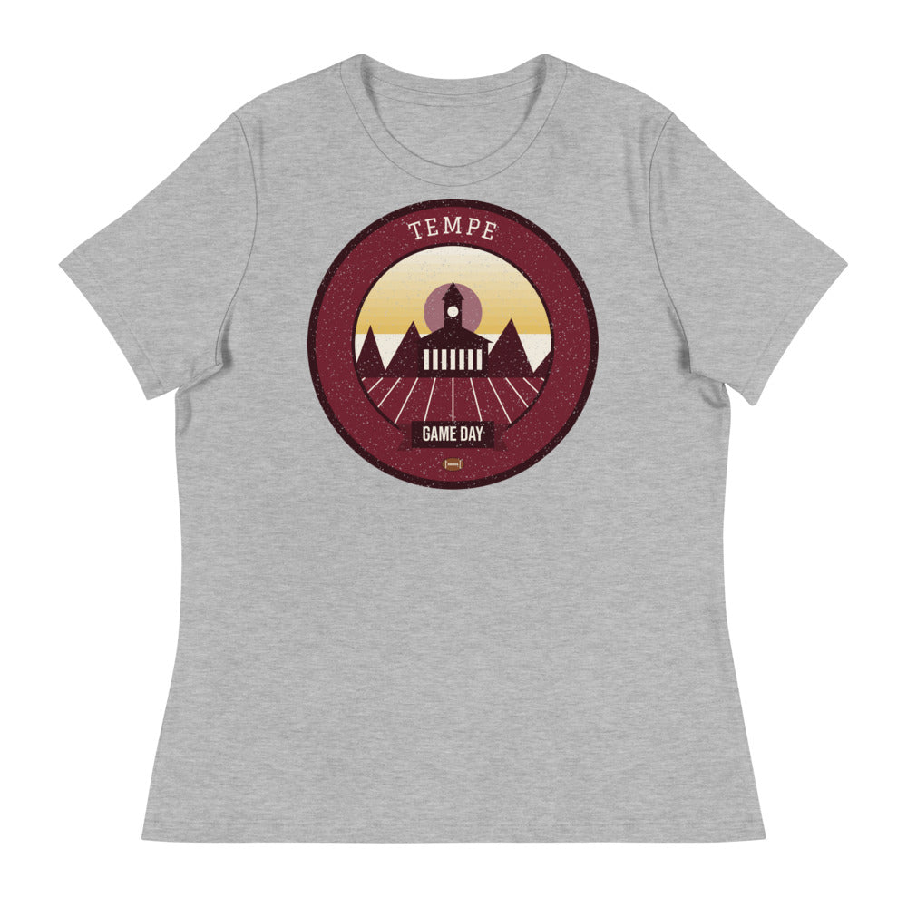 Women's Maroon & Gold Desert Butte Game Day Tee in athletic heather, front