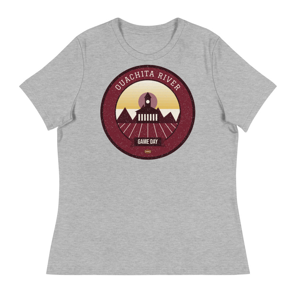 Women's Maroon & Gold Riverboat Game Day Tee in athletic heather, front