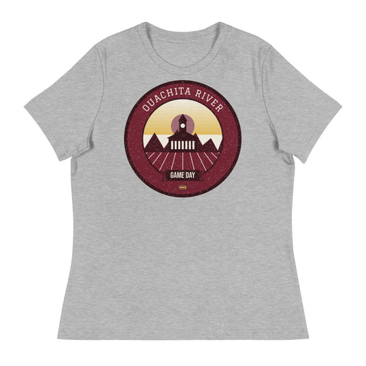 Women's Maroon & Gold Riverboat Game Day Tee in athletic heather, front