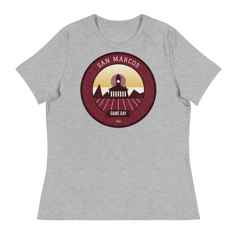 Women's Maroon & Gold Spring River Game Day Tee in athletic heather, front