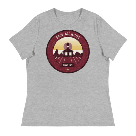 Women's Maroon & Gold Spring River Game Day Tee in athletic heather, front