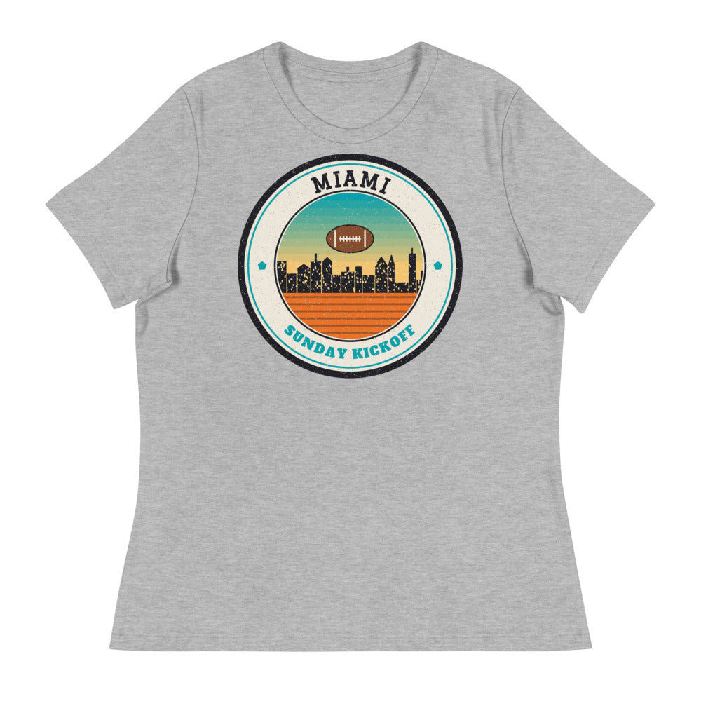 Women's Miami Sunday Kickoff Tee in athletic heather, front