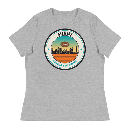 Women's Miami Sunday Kickoff Tee in athletic heather, front
