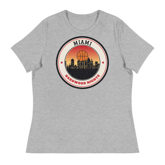 Women's Miami Hardwood Nights Tee in athletic heather, front