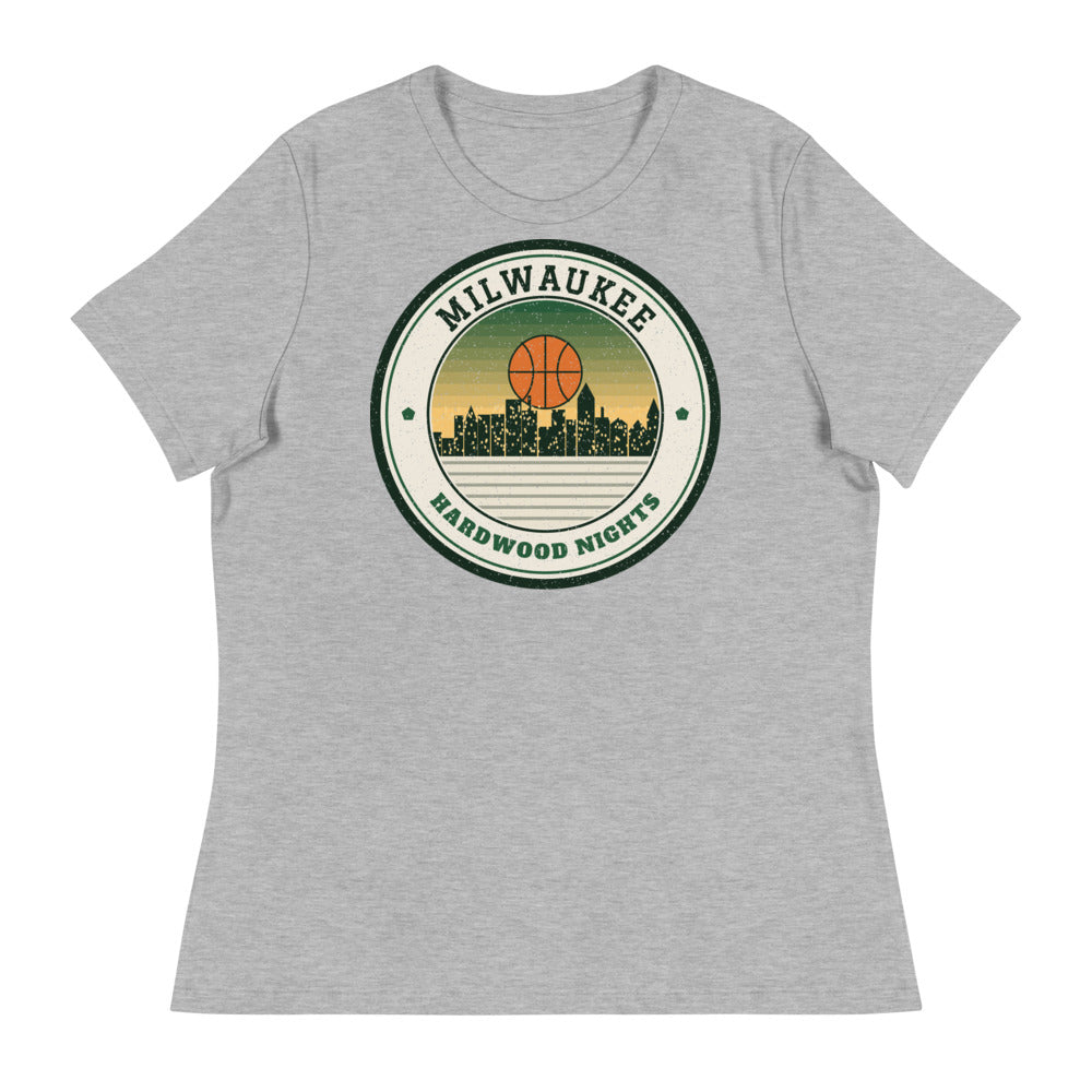 Women's Milwaukee Hardwood Nights Tee in athletic heather, front