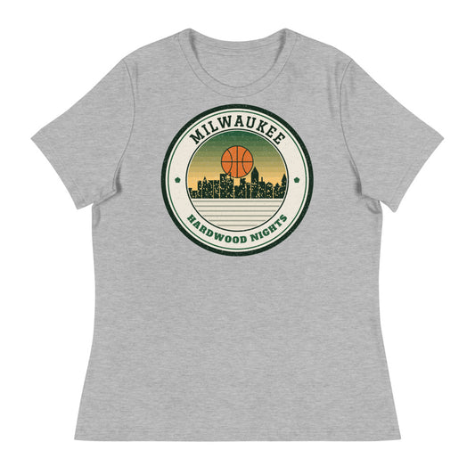 Women's Milwaukee Hardwood Nights Tee in athletic heather, front