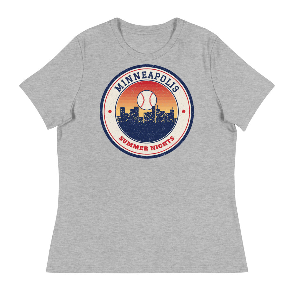 Women's Minneapolis Summer Nights Ballpark Tee in athletic heather, front
