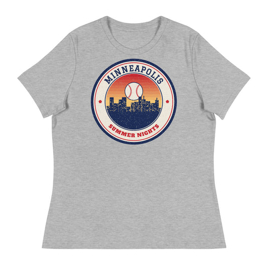 Women's Minneapolis Summer Nights Ballpark Tee in athletic heather, front