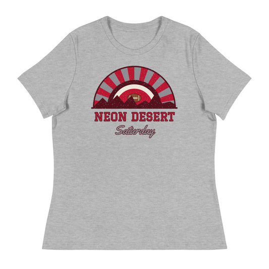 Women's Neon Desert Saturday Tee in athletic heather, front