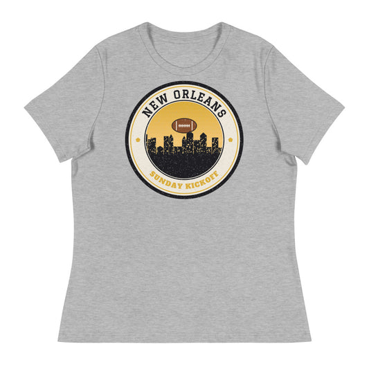 Women's New Orleans Sunday Kickoff Tee in athletic heather, front