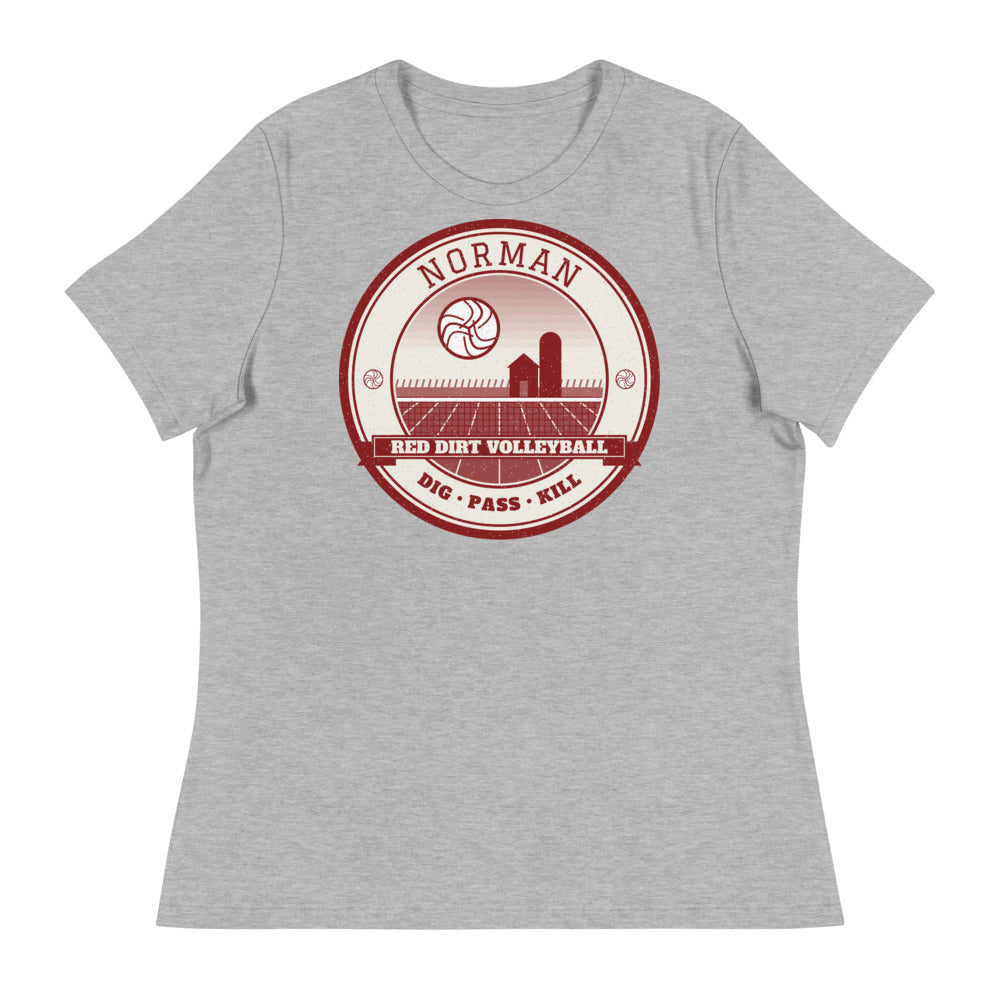 Norman Red Dirt Volleyball Women's Tee in athletic heather, front