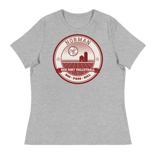 Norman Red Dirt Volleyball Women's Tee in athletic heather, front