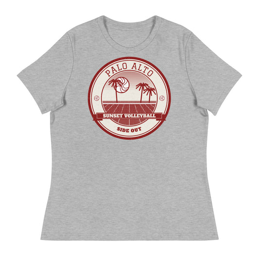 Palo Alto Sunset Volleyball Women's Tee in athletic heather, front