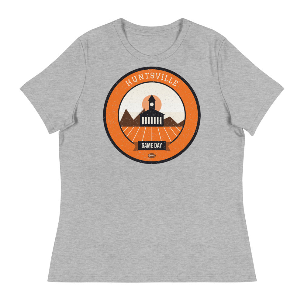 Women's Orange Piney Woods Game Day Tee in athletic heather, front