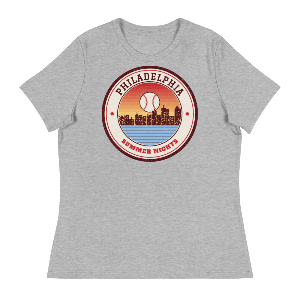 Women's Philadelphia Summer Nights Ballpark Tee in athletic heather, front