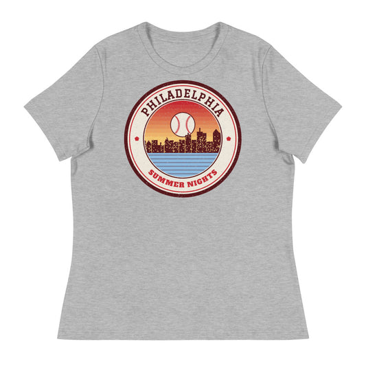 Women's Philadelphia Summer Nights Ballpark Tee in athletic heather, front