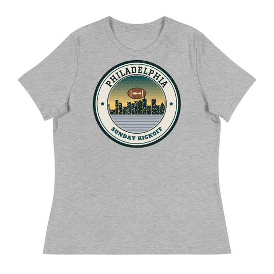 Women's Philadelphia Sunday Kickoff Tee in athletic heather, front